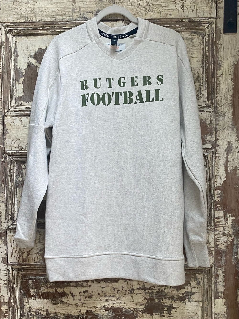 Adidas Rutgers Football Pullover Sweatshirt Men’s M Oatmeal Gray Collegiate